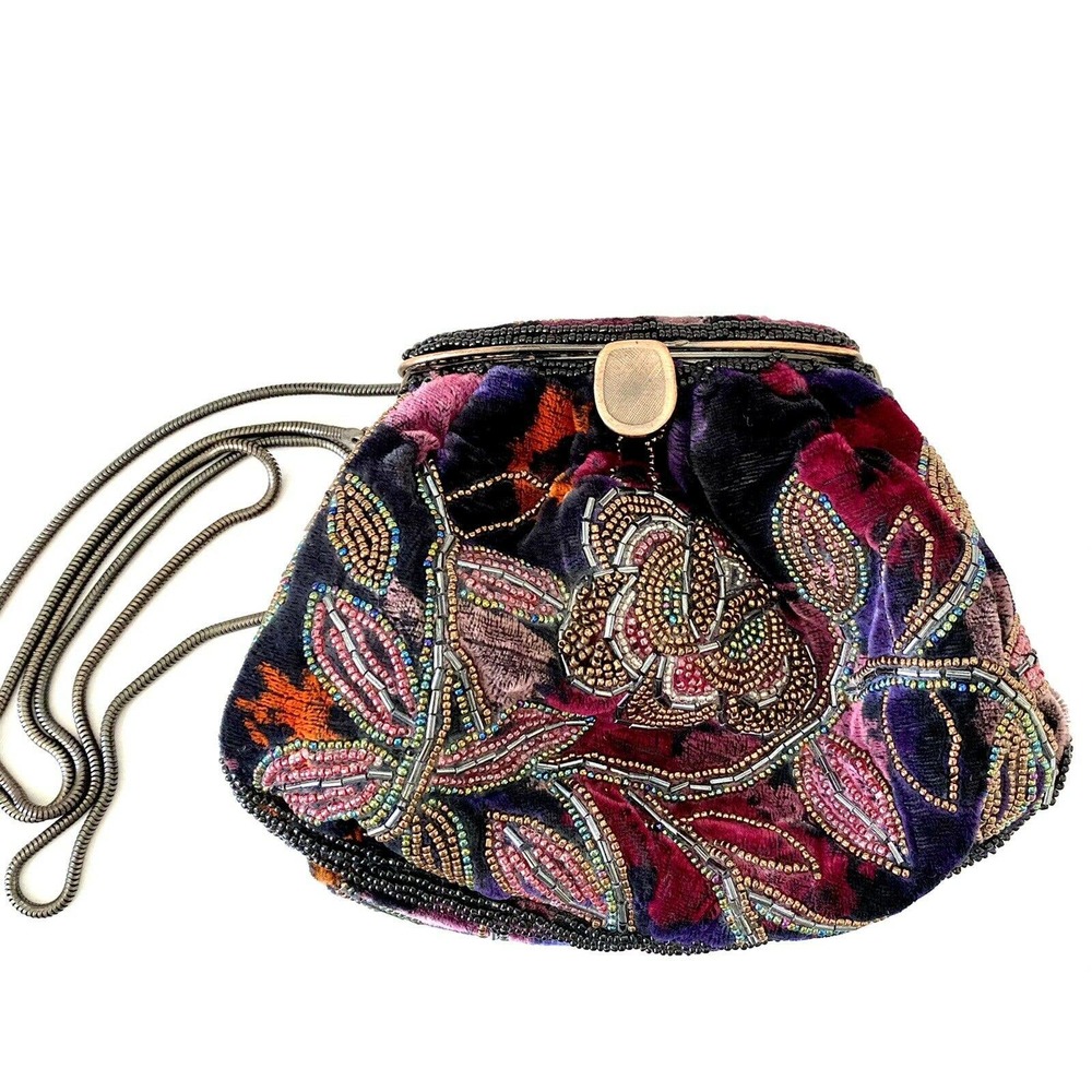 Vintage Sharmark Las Vegas Beaded Velvet Mini  Bag
